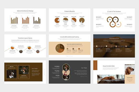 Huzia : Brown Pitch Deck Powerpoint in PowerPoint Templates - product preview 2