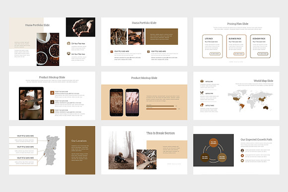 Huzia : Brown Pitch Deck Powerpoint in PowerPoint Templates - product preview 3