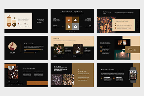 Huzia : Brown Pitch Deck Powerpoint in PowerPoint Templates - product preview 11