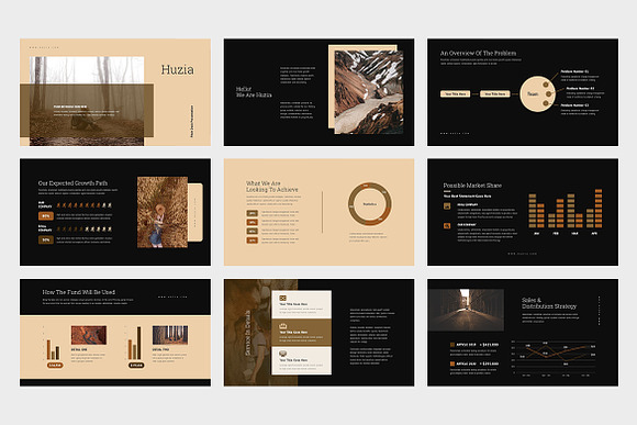 Huzia : Brown Pitch Deck Keynote in Keynote Templates - product preview 1