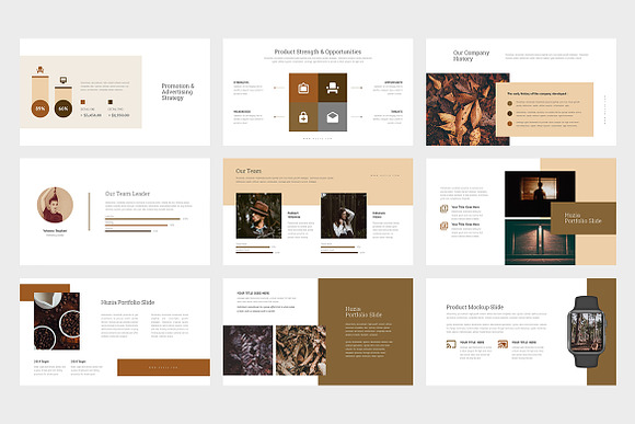 Huzia : Brown Pitch Deck Keynote in Keynote Templates - product preview 11