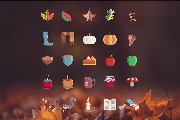 Autumn Elements Fall Vector Icons