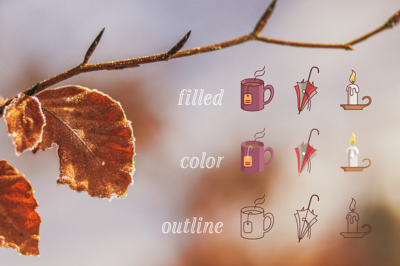 Autumn Elements Fall Vector Icons in Illustrations - product preview 2