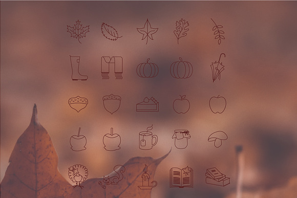 Autumn Elements Fall Vector Icons in Illustrations - product preview 3