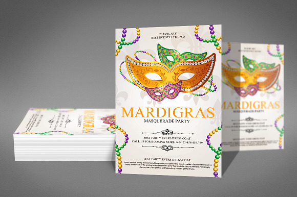 Mardi Gras Flyer in Flyer Templates - product preview 2