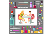 Spa Salon Manicurist with Client and
