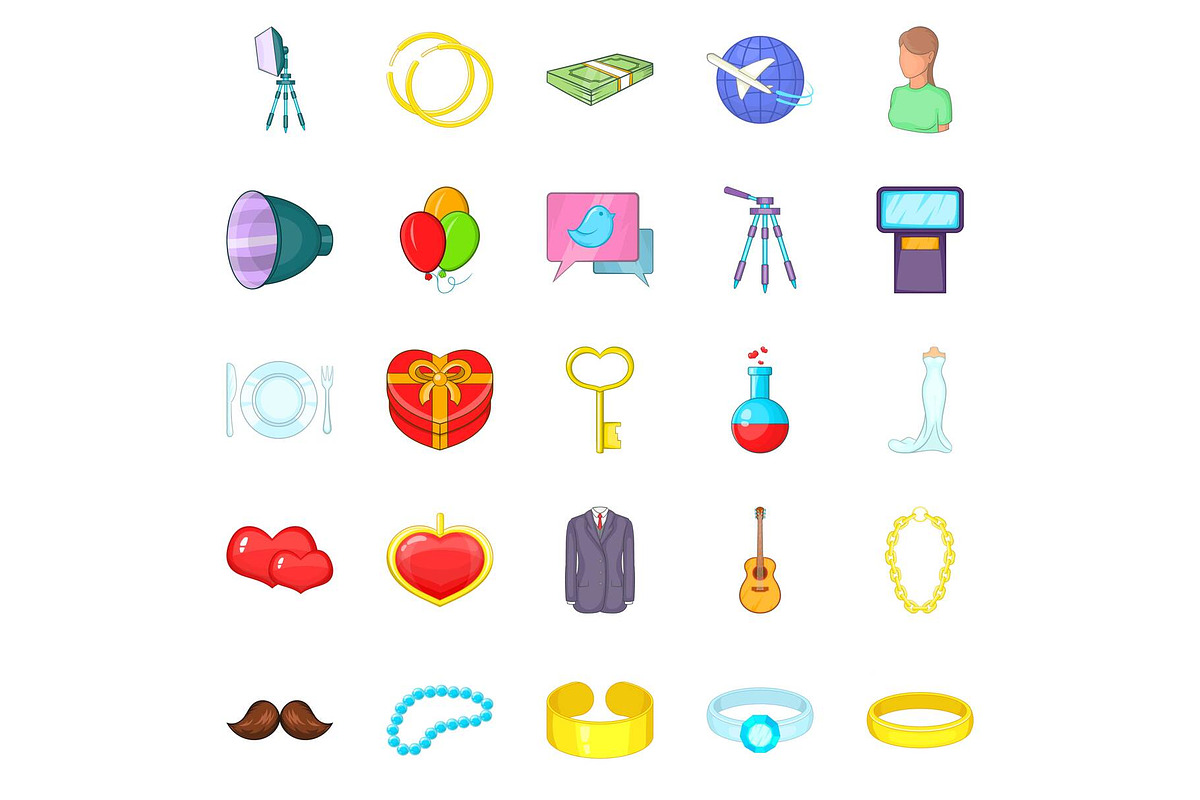Love icons set, cartoon style in Illustrations - product preview 8
