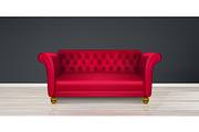 Red couch, sofa modern dwelling