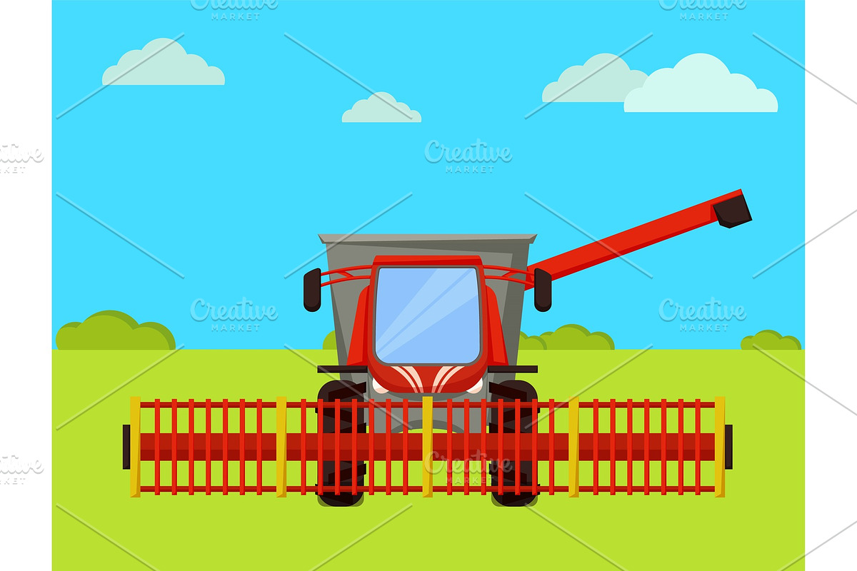 Combine Agricultural Machine Vector in Illustrations - product preview 8