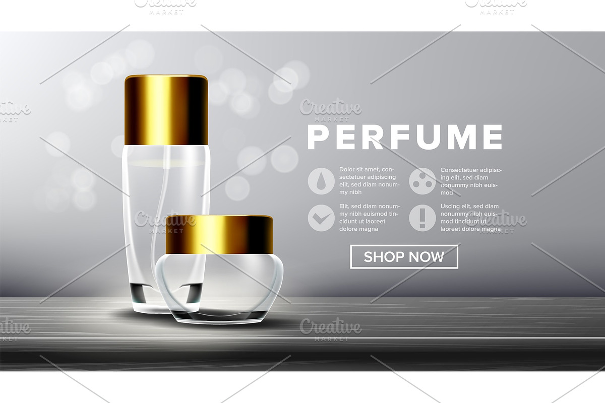 Cosmetic Glass Ads Vector. Bottle in Illustrations - product preview 8