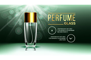 Cosmetic Glass Banner Vector. Bottle