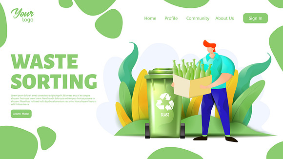 Waste sorting. Landing page headers in Web Elements - product preview 2
