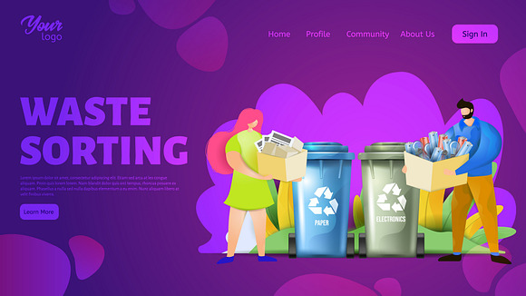 Waste sorting. Landing page headers in Web Elements - product preview 3