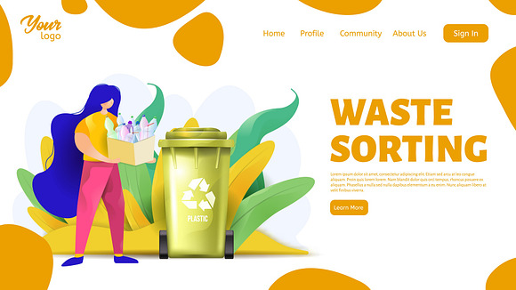 Waste sorting. Landing page headers in Web Elements - product preview 4