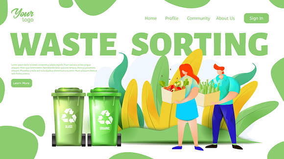 Waste sorting. Landing page headers in Web Elements - product preview 5