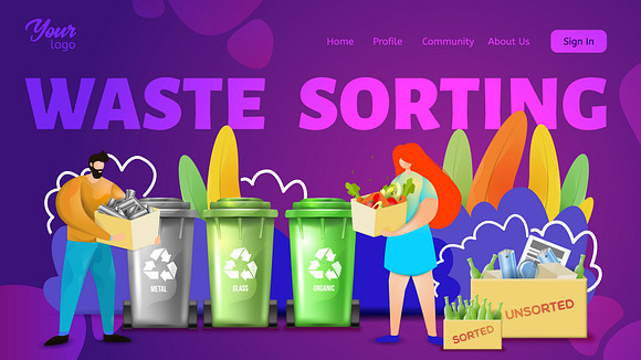 Waste sorting. Landing page headers in Web Elements - product preview 6