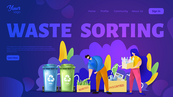 Waste sorting. Landing page headers in Web Elements - product preview 7