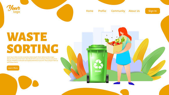 Waste sorting. Landing page headers in Web Elements - product preview 8