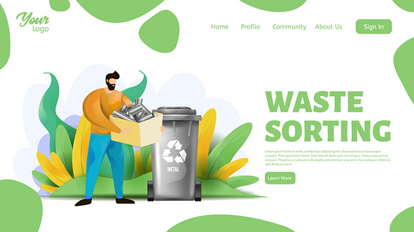 Waste sorting. Landing page headers in Web Elements - product preview 9