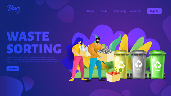 Waste sorting. Landing page headers in Web Elements - product preview 10