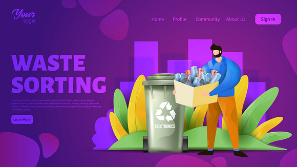 Waste sorting. Landing page headers in Web Elements - product preview 11