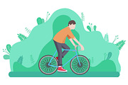 Man Riding Bike Isolated Cartoon