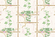 Grapevine & Insects seamless pattern