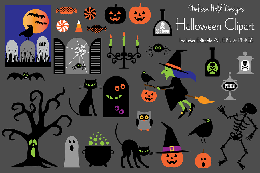 Halloween Clipart in Illustrations - product preview 8