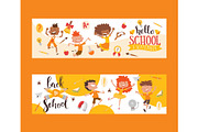 Back to school set of banners. Kids