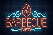 Barbecue party neon sign. BBQ neon.