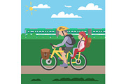 Family cycle vector poster with