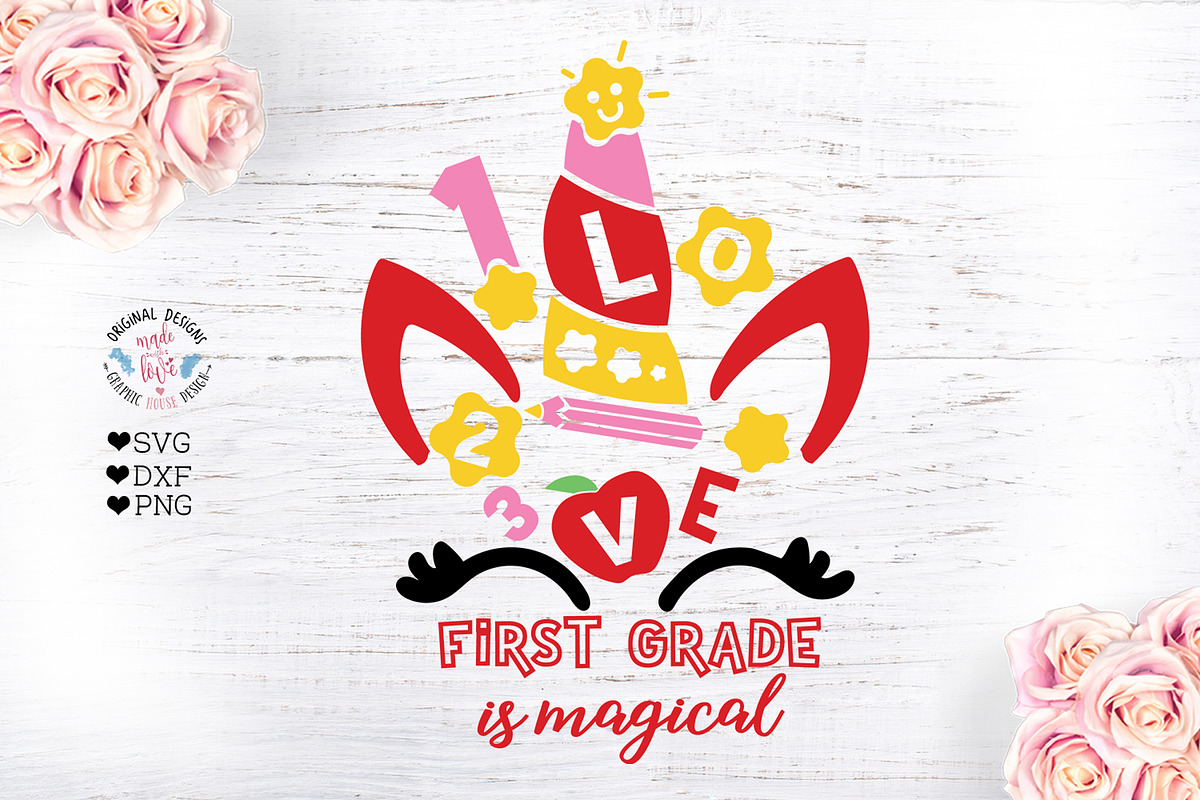 First Grade Unicorn Cut File in Illustrations - product preview 8