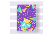 Win sign with bright lines, dots and