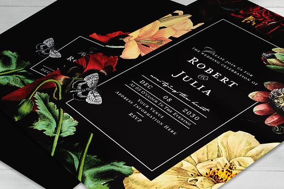 FLOWER WEDDING INVITATION SET in Wedding Templates - product preview 3