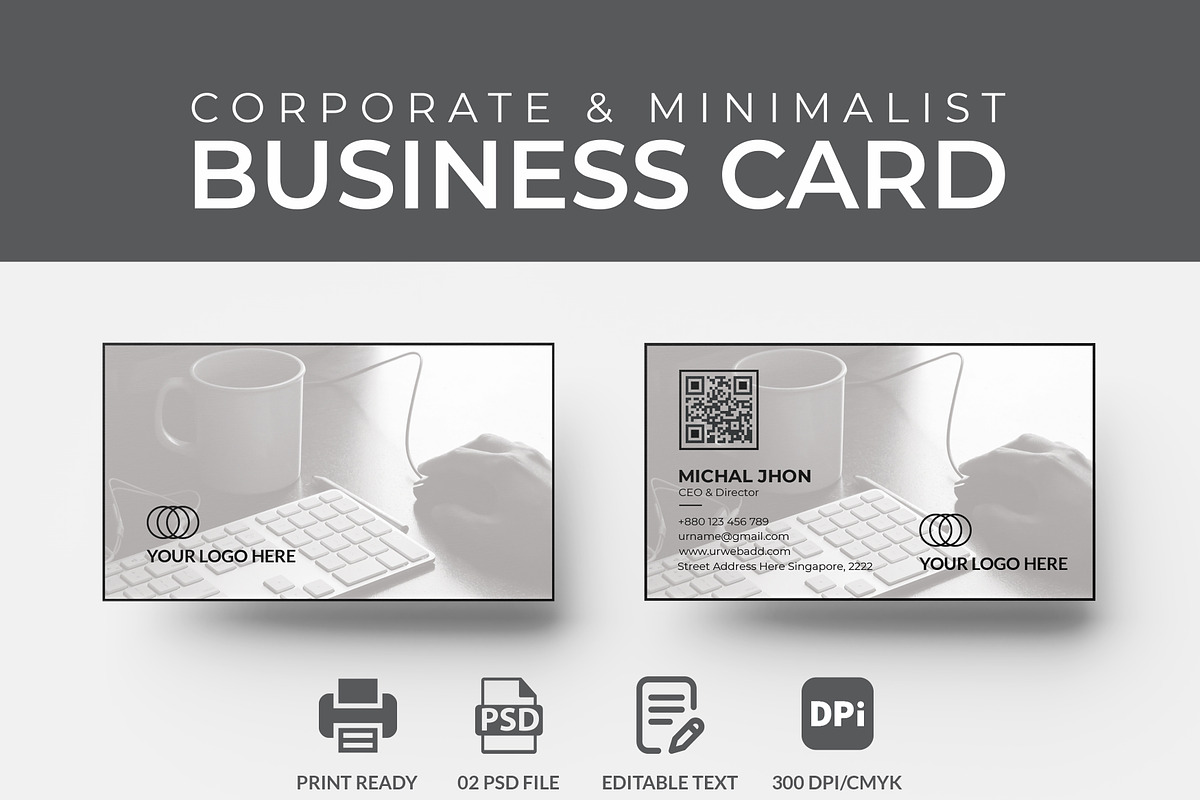 Corporate & Minimal Business Card in Business Card Templates - product preview 8