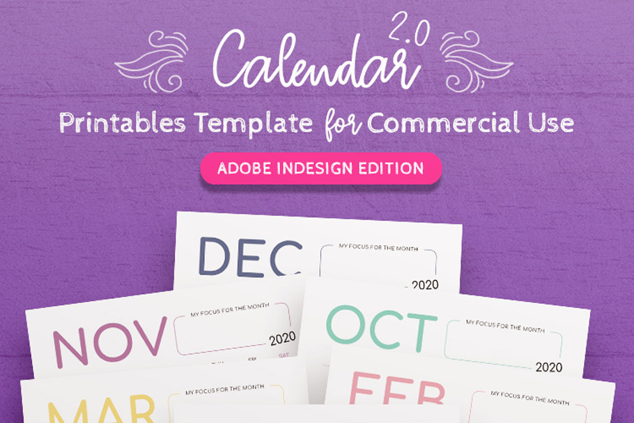 2020 Calendar InDesign Template in Templates - product preview 8