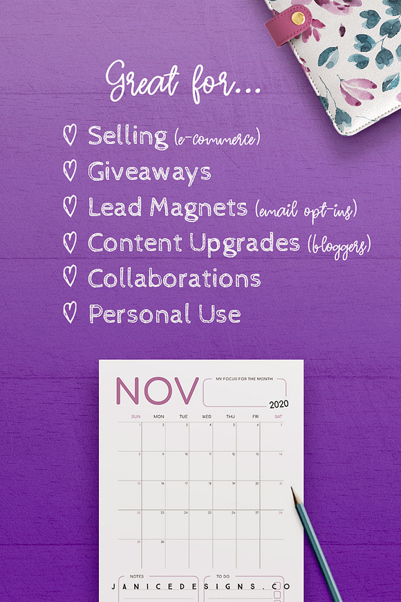 2020 Calendar InDesign Template in Templates - product preview 2