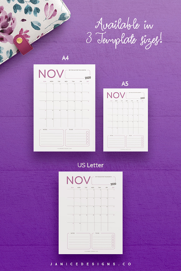2020 Calendar InDesign Template in Templates - product preview 4