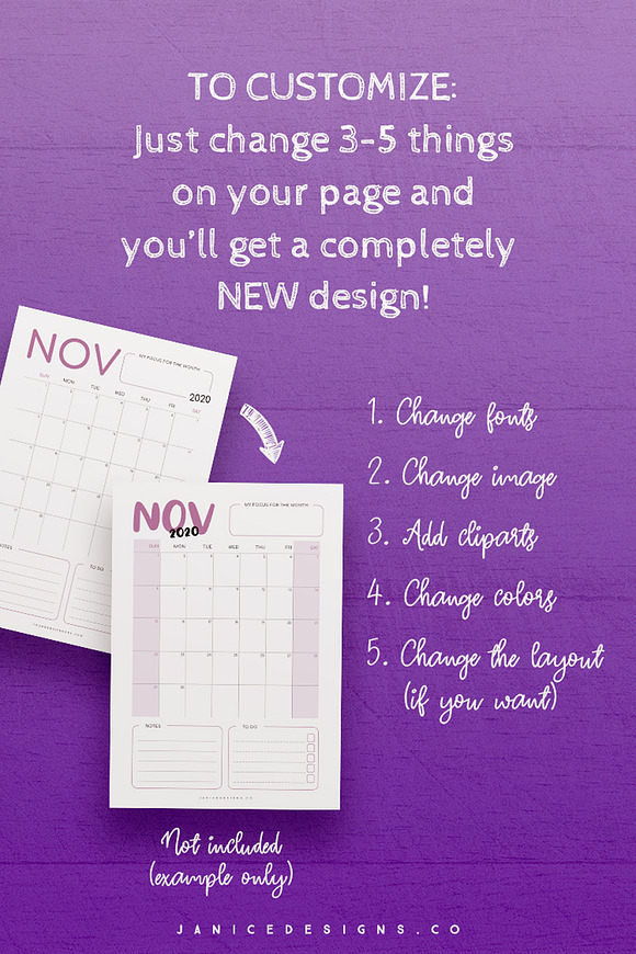 2020 Calendar InDesign Template in Templates - product preview 5