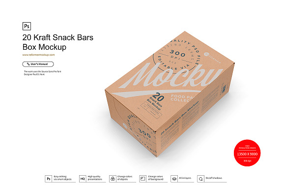 Snack Bars Box Mockup 20x80g in Product Mockups - product preview 4