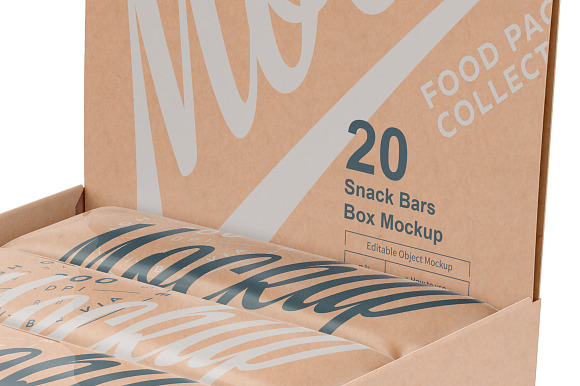 Snack Bars Box Mockup 20x80g in Product Mockups - product preview 8