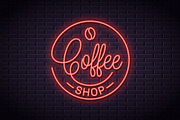 Coffee neon logo. Coffee shop neon.