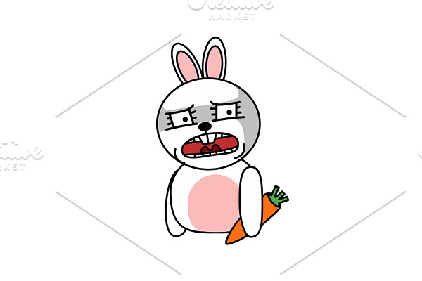 Shocked Rabbit Sticker, Isolated