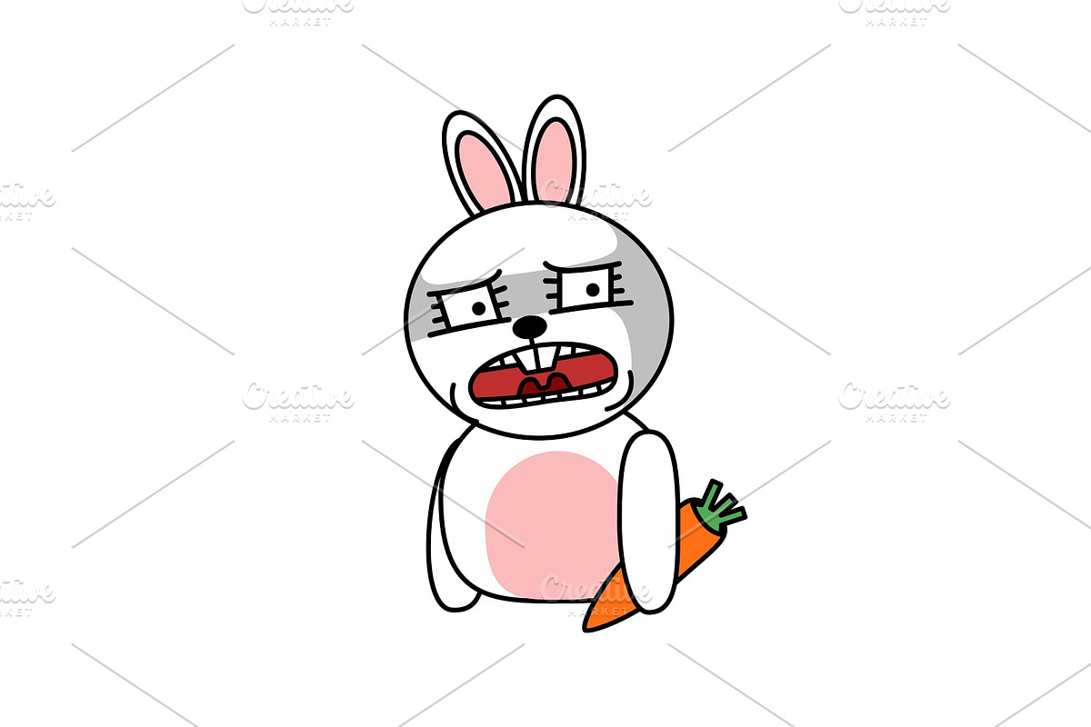 Shocked Rabbit Sticker, Isolated in Illustrations - product preview 8
