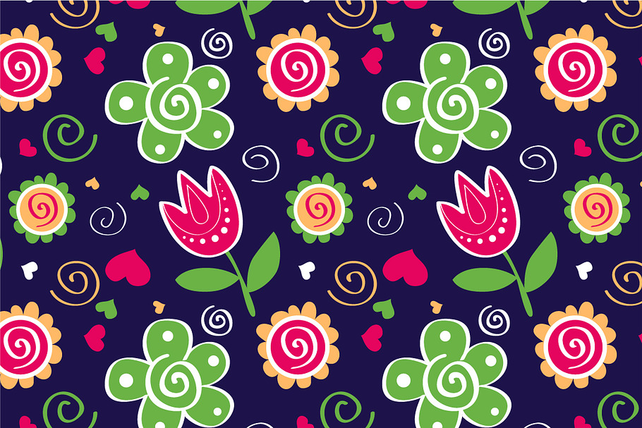Pattern "Tulips&green flowers" in Patterns - product preview 8