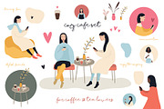 Cozy cafe set 25 People cute objects