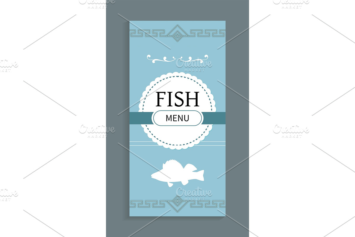 Fish Menu Template, Vector Seafood in Illustrations - product preview 8