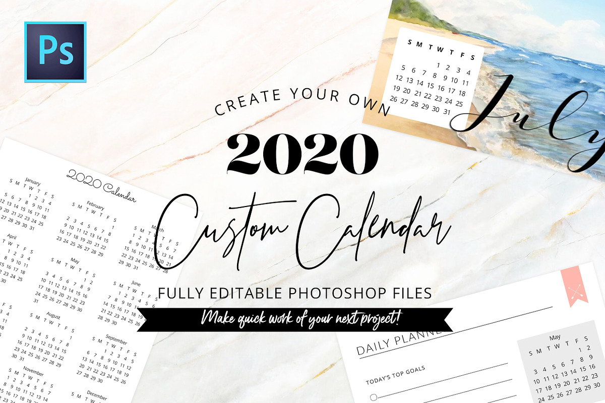2020 Fully Editable Calendar Kit in Invitation Templates - product preview 8