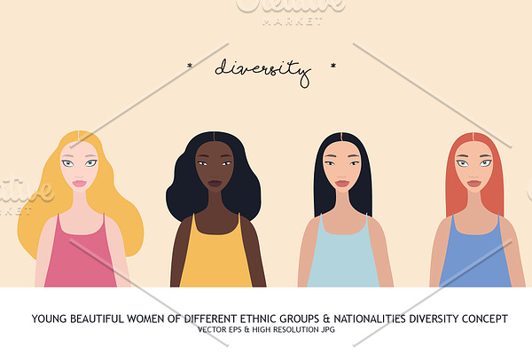 Diversity Women Ethnic groups set