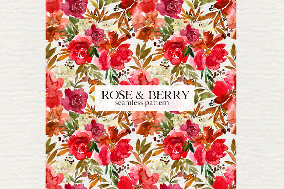Rose and Berry Watercolor Florals in Illustrations - product preview 5